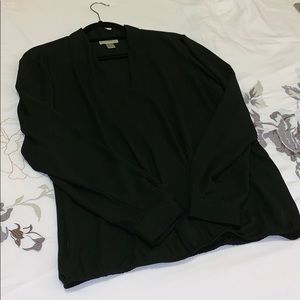 LOFT Sheer Mock Wrap Blouse